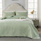 Qucover Tagesdecke Bettüberwurf 220x240cm Grün, Bedspreads aus Mikrofaser, Bettüberwuf Set mit 2 Kissenbezügen 50x75cm,Steppdecke bei 3D-Ultraschal genäht, Sofaüberwurf Bettüberwurf Überwurfdecke