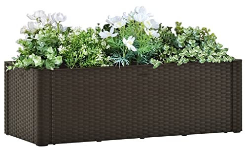 Hochbeet Garten Schrank, Blumfeldt Hochbeet Garten-Hochbeet mit Selbstbewässerungssystem Mokka 100x43x33 cm Robustem + UV- + Witterungs + Frostbeständigem für Garten/Terrasse/Balkon