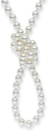 Lulu & Jane Damen Kette | Perlenkette, Muschelkernperle, ca. 6,0 mm, weiße, runde Perlen, endlos, ohne Verschluss