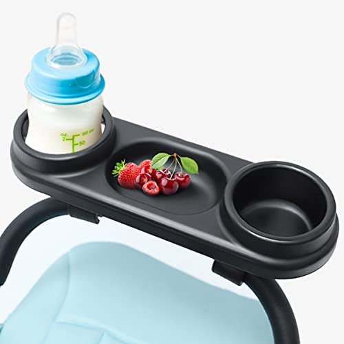 DRBIT Stroller Snack Tray with Cup Holder Universal Stroller Food Tray Removable Non-Slip Grip Clip for Stroller Bar Reusable Stroller Snacks Holder for Strollers with Round Armrests ZHAO