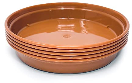 Pack of 5 Terracotta Plant Pot Saucer for 12.7CM/5” & 15CM/6” Garden Pots - Durable Round Plastic Garden Pot Saucer with Flower Pot Drip Trays for Indoor & Outdoor Plants