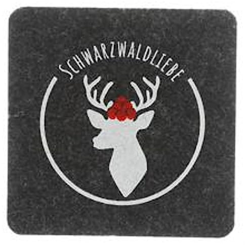 Cepewa - 68509 - Untersetzer, 4er Set, quadratisch, Filz, Schwarzwaldliebe, schwarz 10cm x 10cm x 0,3cm