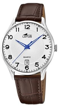 Lotus Herren Analog Uhr Braunes Leder - Quarz - Kalender - 5 ATM Wasserdicht Elegant Vintage 18402/G