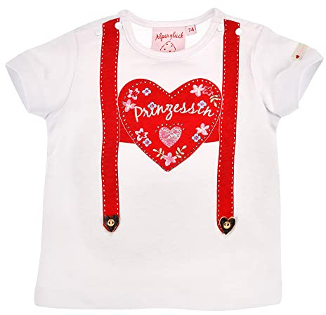 T-Shirt Baby-Shirt halbarm Prinzessin Tracht Baby Mädchen Weiß, Gr. 128