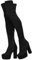 COOLCEPT Damen Oberschenkel Stiefel Plateau Panelled Über dem Knie Stiefel Chunky Heel Reißverschlussper Black-Mosha Große 39