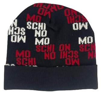 MOSCHINO Unisex Mütze Wolle schwarz Logo, Schwarz , One size