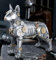 Casablanca Deko Figur Hund Pitbull - Tierfigur im Steampunk Design aus Kunstharz - Farbe: Antik Silber - Höhe 29 cm