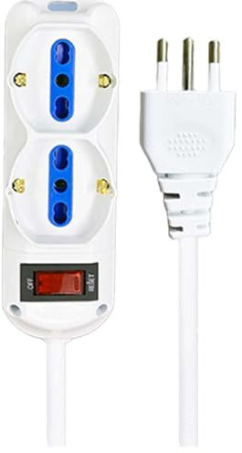 Multipresa Elettrica 6 Posti, Cavo 5M, Ciabatta Spina 10A con Interruttore, Max 2500W 250V, bianca
