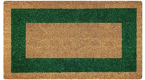 Acomoda Textil - Felpudo de Coco Natural Ecológico con Cenefa, Resistente y Antideslizante. Felpudo Ideal para Interior y Exterior de Casas y Comercios. (45x80 cm, Verde)