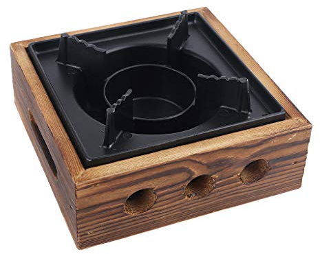 Réchaud à alcool portable carré commercial solide réchaud à alcool domestique pour ragoût sec, casserole chaude, fer et matériau en bois