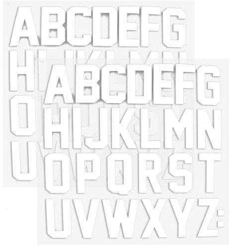 52 Pcs 2 Iron On Letter Patches - Heat Transfer Letters for T-Shirts, Team Name & Slogan Printing (White)