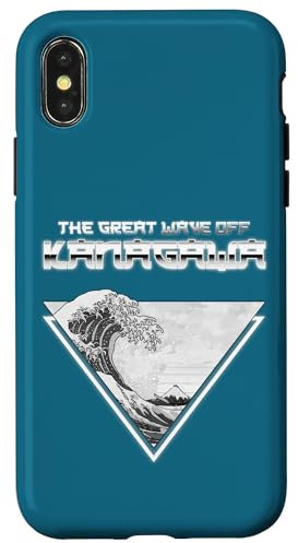 Hülle für iPhone X/XS Great Wave Off Kanagawa Dreieck-Blaufilter im Vaporwave-Stil