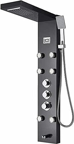 BGFYUSF Panneau de Douche thermostatique, système de Tour Anti-Pluie et Cascade, Surface d'huile, Colonne de Douche en Bronze