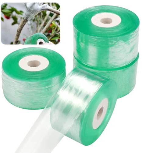 4 Rollen Veredelungsband,100m × 3cm Transparent Pfropfband,Veredelungsband Dehnbar,Selbstklebend Grafting Tape,Veredelungstape Biologisch Abbaubar,Veredelungsbad Medifilm für Knospen Pflanzen