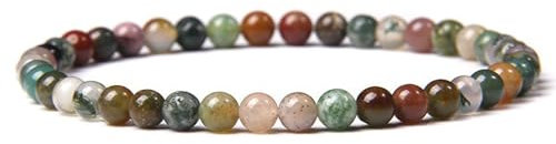 JENCVNL Naturstein Armband 4mm Echtes Naturstein Armband Damen Stretch Perlenarmbänder Edelstein Heilsteine Armbänder für Damen Frauen (Indischer Achat)