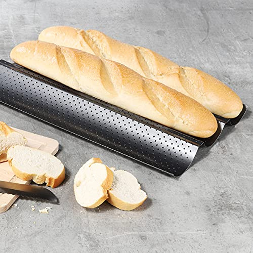 Haushalt International Baguetteblech mit 3 Mulden mit Antihaft-Beschichtung
