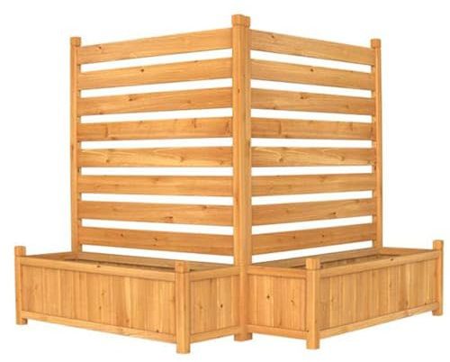 RIEONA Clôture de climatiseur extérieure en Bois autoportante avec jardinière, Panneau d'écran en Vinyle extérieur, Poubelle extérieure, Panneaux de clôture d'équipement de Piscine