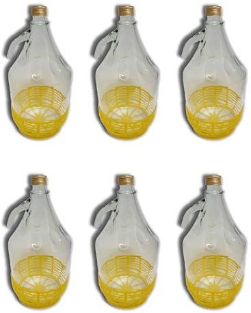 FERROELETTRA Damigiana Vetro 5 Litri - Bottiglione con Chiusura a Vite Dama Bottiglie Vetro per Olio - Contenitore Olio 5 Litri - Damigiane Vetro e Bottiglioni adatte per Prodotti Alimentari, 6 Pezzi