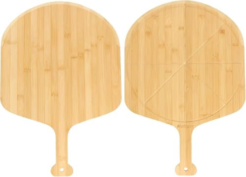 2Pack Pizza Board 14 inch with Grooves, Double-Sided Use Pizza Cutting Board with 8 Slice for Pizza, Bread, Cheese, Vegetable, Fruits