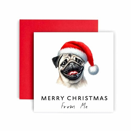 Huxters Weihnachtskarte vom Mops - Frohe Weihnachten für Hundeliebhaber