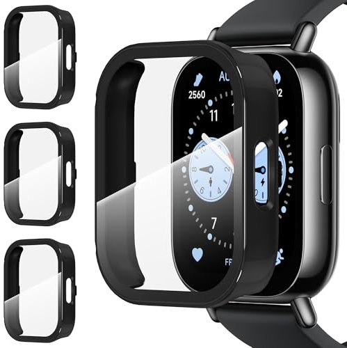 Diruite 3-Packs Screen Protector for Xiaomi Redmi Watch 5 Lite Tempered Glass Case,All Around Hard PC Protective for Xiaomi Redmi Watch 5 Lite Cover