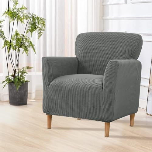 SHANNA Stretch Bankettstuhlbezüge: 1 Stück Luxus Gestrickte Sesselbezüge Neueste rutschfeste Einfarbig Armstuhlbezug für Büro Empfang Lesesofa (A-Dunkelgrau)