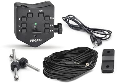 PROAIM Lanc Zoom Controller with Iris/Focus/Zoom Speed Control for DV Camcorders with 2.5mm LANC Jack. Mounting Clamp Fits ⌀ 30 mm Tripod Pan Bar, Camera Handle, Stabilizer & More (P-ZC-IF01)