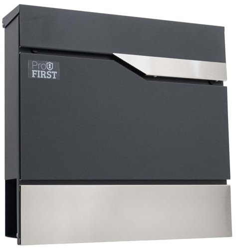 Profirst Matera Briefkasten Anthrazitgrau Stahl Zylinderschloss 2 Schlüssel großes Fassungsvermögen Zeitungsfach inkl. Befestigungsmaterial