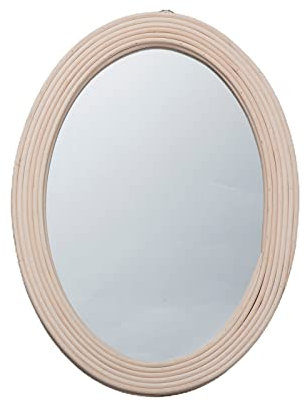 FUXIU Rattan-Kunst, innovativ, oval, Make-up, Spiegel, Ankleidezimmer, Badezimmer, Wandbehang, Spiegel, Make-up