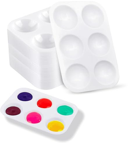 IETWATE 40 Pièces Palette Peinture Enfant, Palette Aquarelle Vide de Rectangulaire, Palette Humide en Plastique, 12.5cm x 8.5cm Wet Palette 6 Trous, pour Enfant Adulte Artistes Amateurs de Peinture