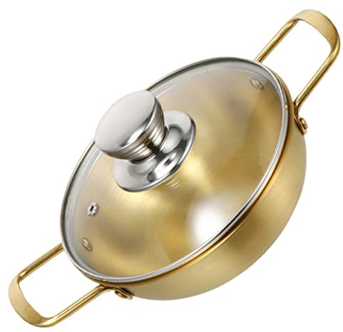 Cabilock Olla Sopera De Acero Inoxidable Antiadherente Olla Para Ramen Coreana Ollas Grandes Con Doble Asa Y Aislamiento Térmico