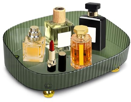 Mulaibdin Bandeja Moderna Organizador de Perfumes, Cosméticos, Maquillaje y Joyas para Baño, Dormitorio, Salón, Vestidor, Habitación (Verde)