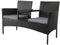 Panana Rattan Loveseat Patio Love Seat 2 Seater Bench with Grey Cushions, Built-In Centre Glass Table Wicker Garden Furniture for Outdoor Balcony Poolside Bistro