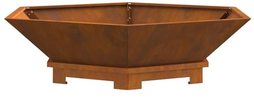 vidaXL Brasero Hexagonal 100x100x28 cm en Acier Weathering