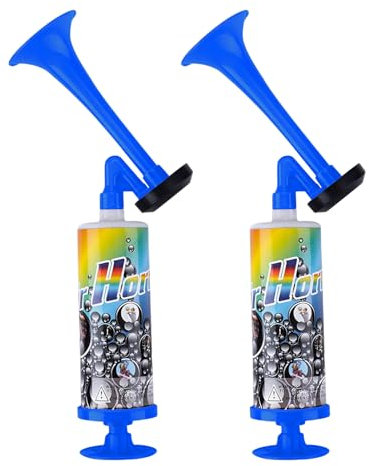 Xiuyer Airhorn, Tröte, Air Horn, Tröten, 2 Stück Laut Air Horn, Tröte Wiederverwendbare Stadionhorn, für Fussballspiel Anfeuern Melodie Gas Hupe, Handball, WM, Boot, Marine, Sport, Party (Blau)