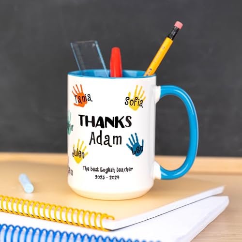 Wanapix | Taza XL Personalizada con Foto y Texto | Capacidad de 440ml | Taza Grande de Cerámica con Diseño Único | Regalo Original | Apta para Microondas | Interior y Asa Color Azul Celeste