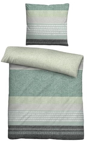 biberna Feinbiber Bettwäsche 0004104 QUERMUSTER 1x 135x200 cm + 1x 80x80 cm, pistaziengrün