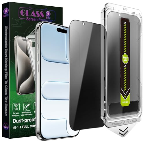 SY SHANGYAN 2-Pack Privacy Anti-Spy Screen Protector for iPhone Air (6.5), 9H Tempered Glass, Full Coverage, Anti-Fingerprint, Auto Dust Removal, Bubble-Free, Easy Fit