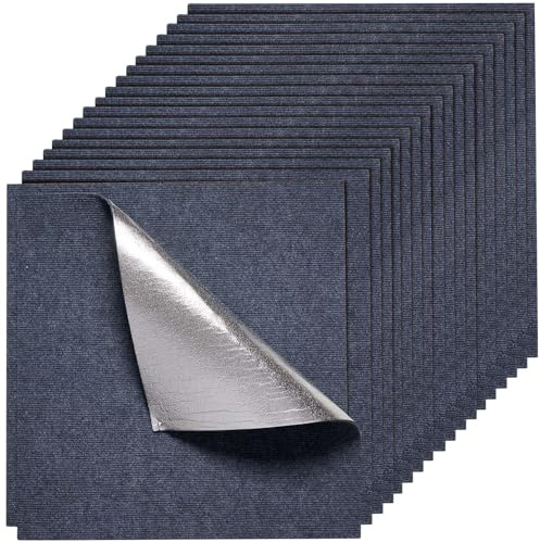 VEVOR Teppichfliesen 609,6 x 609,6 x 5 mm, 15er-Pack, selbstklebender Teppichboden mit Fläche von 5,5 m², Teppich Bodenbelag, einfacher DIY-Austausch für Wohnzimmer und Büro, Grau