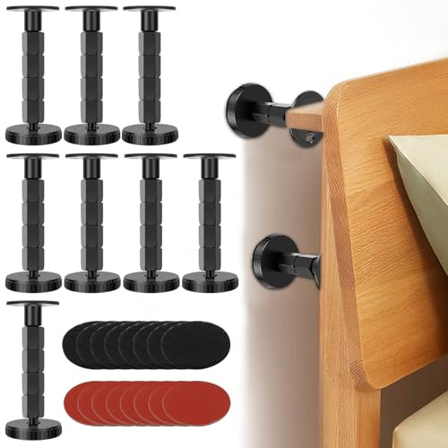 PEIZHIYC 8 Stück Bett Abstandshalter Wand, 7.8-10.5cm Adjustable Anti Shake Bettrahmen mit Schwammpolster rutschfest Bettrahmen-Anti-Shake-Werkzeug, Kopfteil Stopper Bett für Schränke Sofa (9.3-12cm)