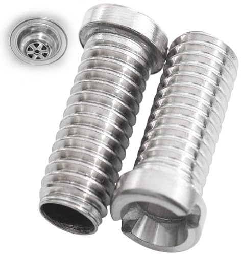 2 Stück M12 x 45 mm Hohlschraube für Spüle, Edelstahl Siebkorbventil Schrauben - Rostfreier 304 Edelstahl, Universell für Küchenspülen Siebkorbspülen Spülbecken Zubehör Silbrig