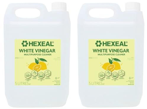 Hexeal Lemon Cleaner 10L - White Vinegar, Lemon Fresh Cleaner | 2 x 5L - White Vinegar for Deodorising, Cleaning and Effectively Removing Grime