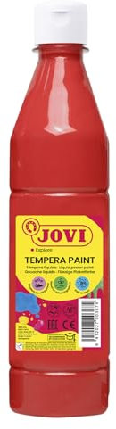 Jovi - Gouache liquide, bouteille de 500ml, Couleur Rouge, Peinture à base d'ingrédients naturels, Facile à laver, Sans gluten, Idéal pour l'école (50607)