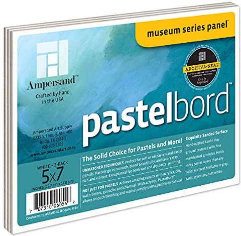 Ampersand Art Supply Museum Series Pastelbord | 5 x 7 | White | 2/5 Pastel & Dry Media Painting Panel | Holds More Layers Than Pastel Paper | Wet & Dry Applications