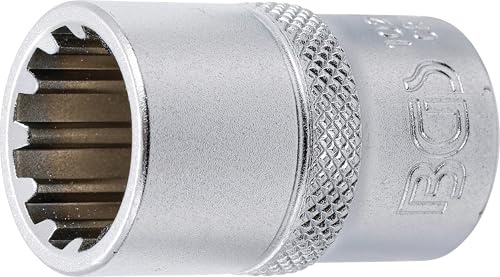 BGS 10216 | Steckschlüssel-Einsatz Gear Lock | 12,5 mm (1/2) | SW 16 mm | Antrieb Innenvierkant 12,5 mm (1/2) | Chrom-Vanadium-Stahl | verchromt, matt | mit Rändelung