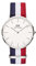 Daniel Wellington Classic Cambridge Orologio Uomo, 40mm, in NATO, Blu/Bianco/Rosso/Oro Rosato