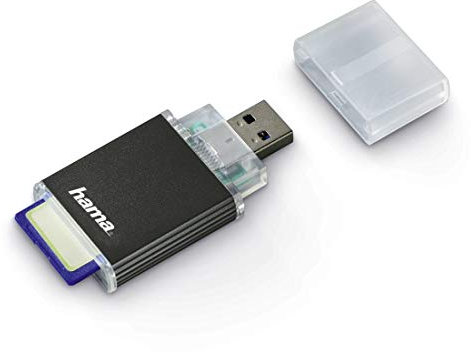 Hama Kartenleser USB 3.0 (Kartenlesegerät für SD I SDHC I SDXC Speicherkarten I Card Reader für Windows PCs/Mac/Notebook/Laptop/TV) anthrazit