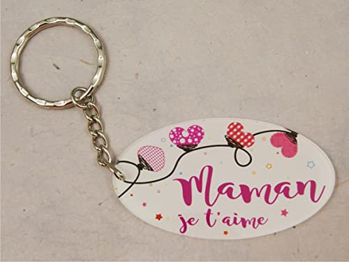 Porte Clef - Maman je t'aime (Cadeau Baptême, fête des mères, anniversaire, Noël …)