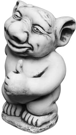 gartendekoparadies.de Massvive Steinfigur XXL Troll Alles prima! H. 37 cm, 16 kg Gnom Wichtel Kobold Steinguss frostsicher