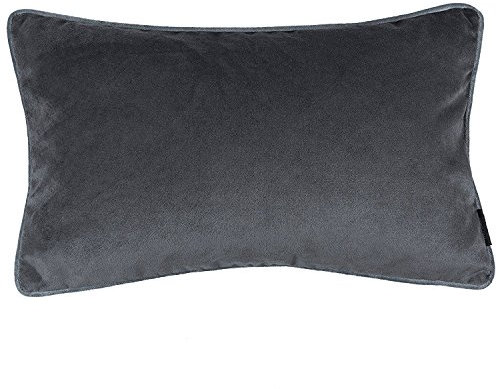 McAlister Textiles Matter Samt | Sofakissen mit Füllung in Anthrazit Grau | 60 x 40cm | erhältlich in 25 Farben | griffester Samt edel paspeliert | pralles Samtkissen